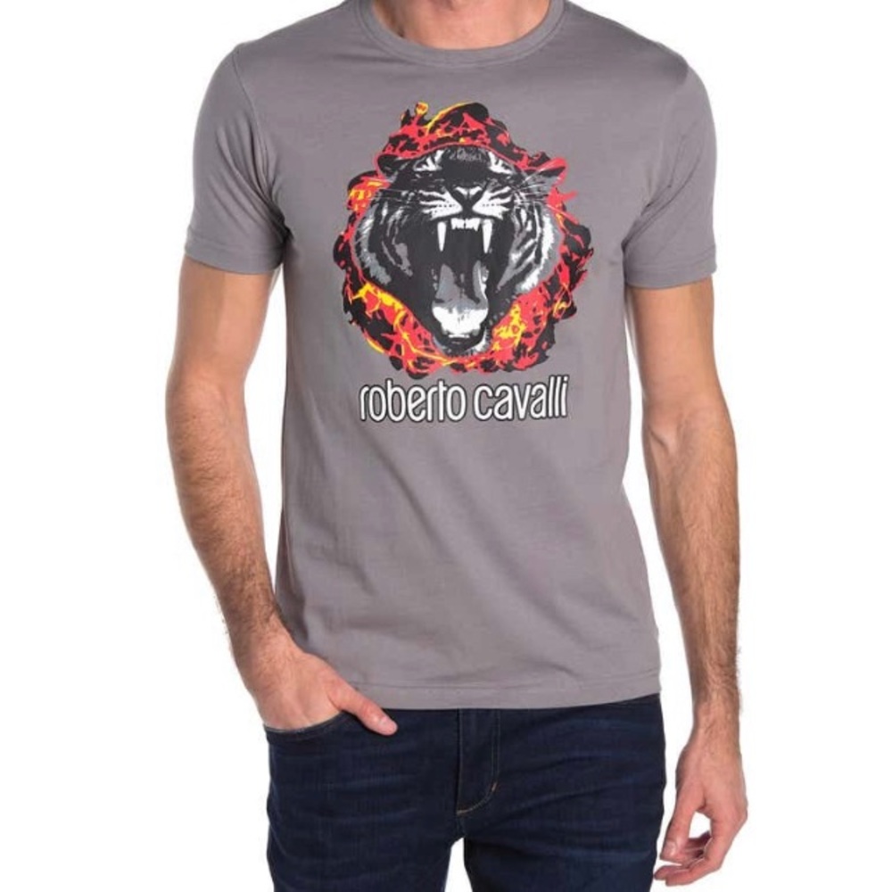 Roberto Cavalli Graphic Front Short Sleeve T-shirt